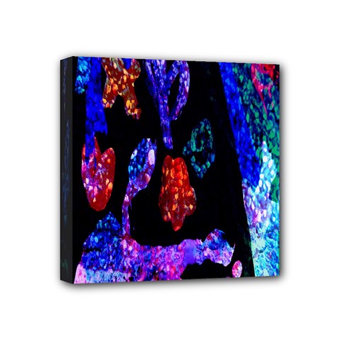 Grunge Abstract In Black Grunge Effect Layered Images Of Texture And Pattern In Pink Black Blue Red Mini Canvas 4  X 4 