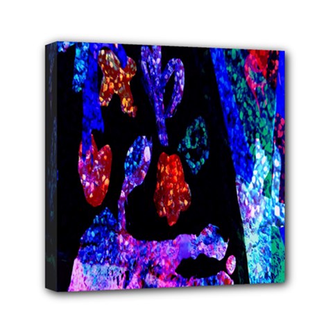 Grunge Abstract In Black Grunge Effect Layered Images Of Texture And Pattern In Pink Black Blue Red Mini Canvas 6  X 6 