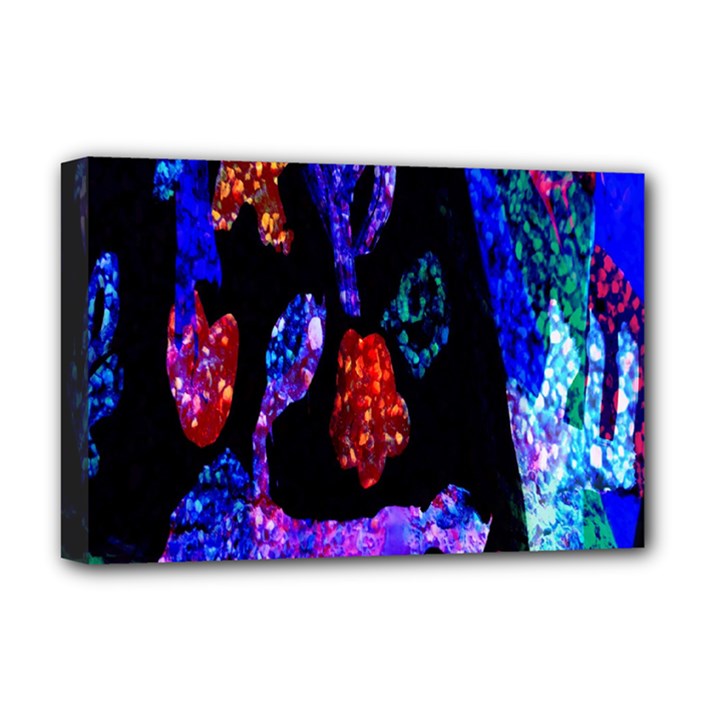 Grunge Abstract In Black Grunge Effect Layered Images Of Texture And Pattern In Pink Black Blue Red Deluxe Canvas 18  x 12  