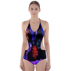 Grunge Abstract In Black Grunge Effect Layered Images Of Texture And Pattern In Pink Black Blue Red Cut-out One Piece Swimsuit by Nexatart