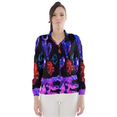 Grunge Abstract In Black Grunge Effect Layered Images Of Texture And Pattern In Pink Black Blue Red Wind Breaker (women) by Nexatart