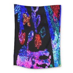 Grunge Abstract In Black Grunge Effect Layered Images Of Texture And Pattern In Pink Black Blue Red Medium Tapestry by Nexatart