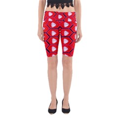 Red Bee Hive Background Yoga Cropped Leggings