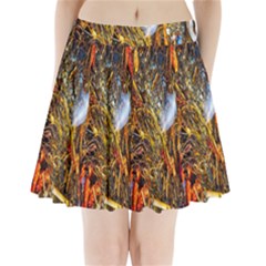 Abstract In Orange Sealife Background Abstract Of Ocean Beach Seaweed And Sand With A White Feather Pleated Mini Skirt by Nexatart