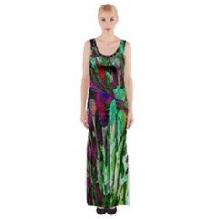 Bright Tropical Background Abstract Background That Has The Shape And Colors Of The Tropics Maxi Thigh Split Dress by Nexatart