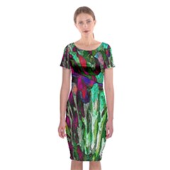 Bright Tropical Background Abstract Background That Has The Shape And Colors Of The Tropics Classic Short Sleeve Midi Dress by Nexatart