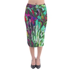 Bright Tropical Background Abstract Background That Has The Shape And Colors Of The Tropics Velvet Midi Pencil Skirt by Nexatart