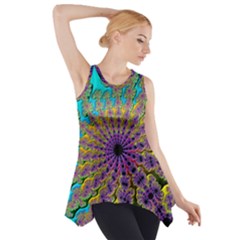 Beautiful Mandala Created With Fractal Forge Side Drop Tank Tunic by Nexatart