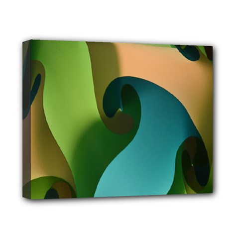 Ribbons Of Blue Aqua Green And Orange Woven Into A Curved Shape Form This Background Canvas 10  X 8  by Nexatart