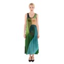 Ribbons Of Blue Aqua Green And Orange Woven Into A Curved Shape Form This Background Sleeveless Maxi Dress View1