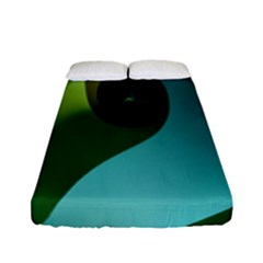 Ribbons Of Blue Aqua Green And Orange Woven Into A Curved Shape Form This Background Fitted Sheet (full/ Double Size) by Nexatart