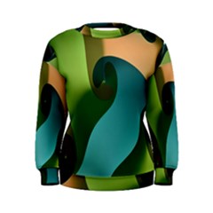 Ribbons Of Blue Aqua Green And Orange Woven Into A Curved Shape Form This Background Women s Sweatshirt by Nexatart