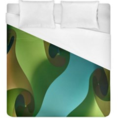 Ribbons Of Blue Aqua Green And Orange Woven Into A Curved Shape Form This Background Duvet Cover (king Size) by Nexatart