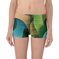 Ribbons Of Blue Aqua Green And Orange Woven Into A Curved Shape Form This Background Reversible Bikini Bottoms by Nexatart