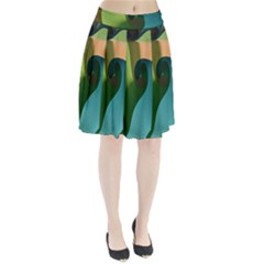 Ribbons Of Blue Aqua Green And Orange Woven Into A Curved Shape Form This Background Pleated Skirt by Nexatart