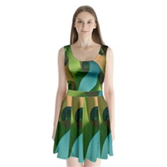 Ribbons Of Blue Aqua Green And Orange Woven Into A Curved Shape Form This Background Split Back Mini Dress  by Nexatart