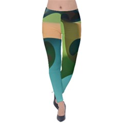 Ribbons Of Blue Aqua Green And Orange Woven Into A Curved Shape Form This Background Velvet Leggings by Nexatart