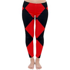 Red Black square Pattern Classic Winter Leggings