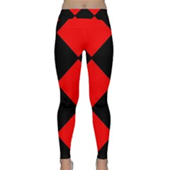 Red Black square Pattern Classic Yoga Leggings