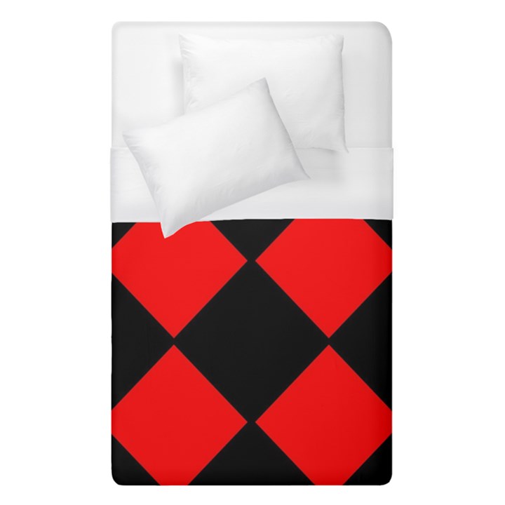 Red Black square Pattern Duvet Cover (Single Size)