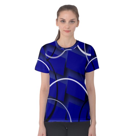 Blue Abstract Pattern Rings Abstract Women s Cotton Tee by Nexatart