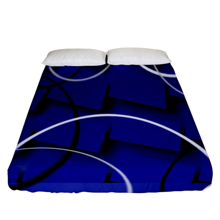 Blue Abstract Pattern Rings Abstract Fitted Sheet (California King Size)