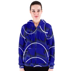 Blue Abstract Pattern Rings Abstract Women s Zipper Hoodie by Nexatart