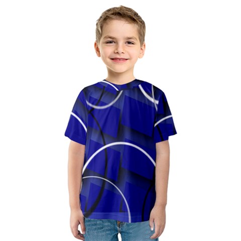 Blue Abstract Pattern Rings Abstract Kids  Sport Mesh Tee by Nexatart