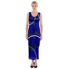 Blue Abstract Pattern Rings Abstract Fitted Maxi Dress by Nexatart