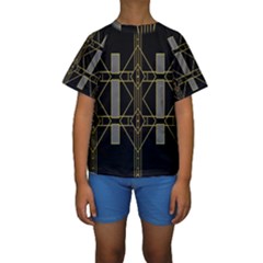 Simple Art Deco Style Art Pattern Kids  Short Sleeve Swimwear by Nexatart