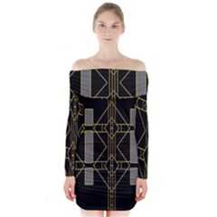 Simple Art Deco Style Art Pattern Long Sleeve Off Shoulder Dress by Nexatart