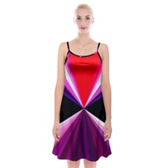 Red And Purple Triangles Abstract Pattern Background Spaghetti Strap Velvet Dress by Nexatart