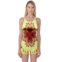 Yellow Digital Kaleidoskope Computer Graphic One Piece Boyleg Swimsuit by Nexatart