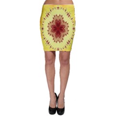 Yellow Digital Kaleidoskope Computer Graphic Bodycon Skirt by Nexatart