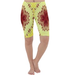 Yellow Digital Kaleidoskope Computer Graphic Cropped Leggings  by Nexatart