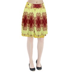 Yellow Digital Kaleidoskope Computer Graphic Pleated Skirt by Nexatart