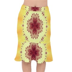 Yellow Digital Kaleidoskope Computer Graphic Mermaid Skirt