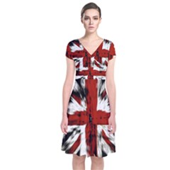 British Flag Short Sleeve Front Wrap Dress by Nexatart