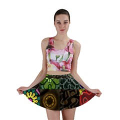 Digitally Created Abstract Patchwork Collage Pattern Mini Skirt by Nexatart