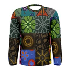 Digitally Created Abstract Patchwork Collage Pattern Men s Long Sleeve Tee by Nexatart