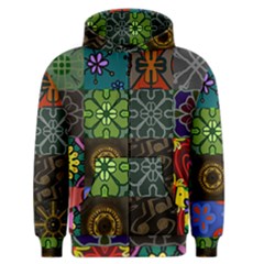 Digitally Created Abstract Patchwork Collage Pattern Men s Zipper Hoodie by Nexatart