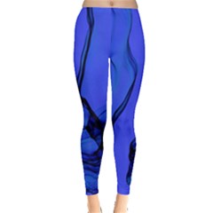 Blue Velvet Ribbon Background Leggings  by Nexatart