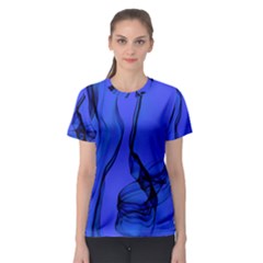 Blue Velvet Ribbon Background Women s Sport Mesh Tee