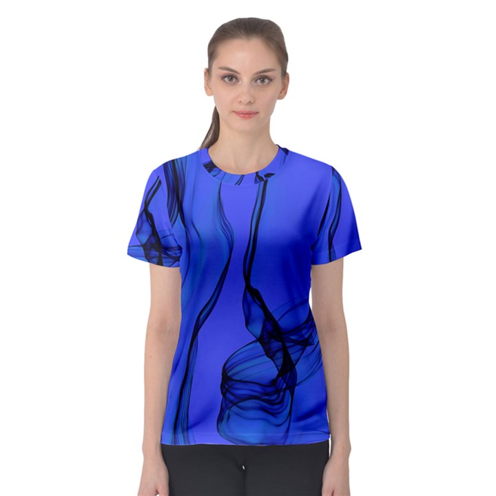 Blue Velvet Ribbon Background Women s Sport Mesh Tee