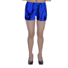 Blue Velvet Ribbon Background Skinny Shorts by Nexatart