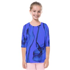 Blue Velvet Ribbon Background Kids  Quarter Sleeve Raglan Tee