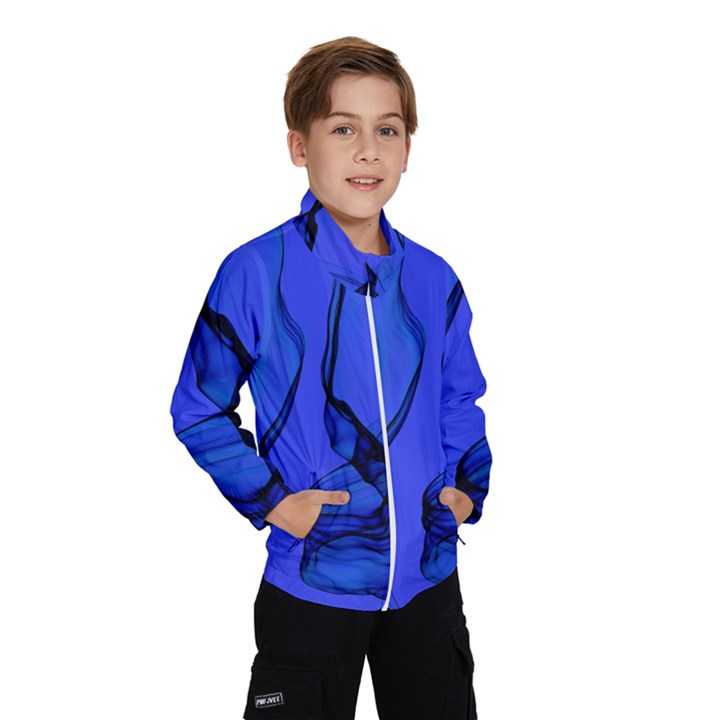 Blue Velvet Ribbon Background Wind Breaker (Kids)