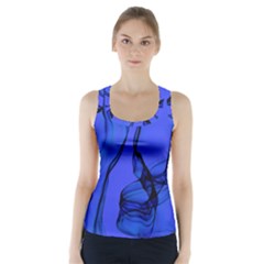 Blue Velvet Ribbon Background Racer Back Sports Top by Nexatart