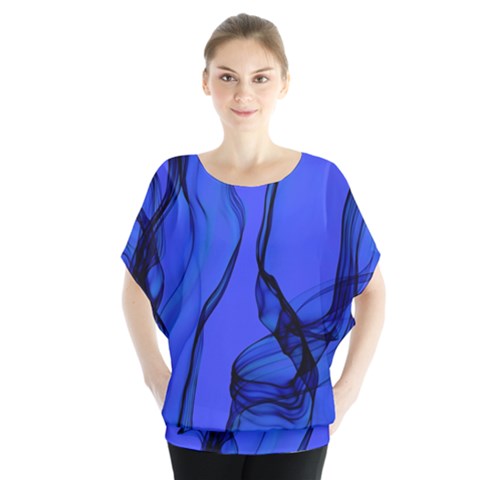 Blue Velvet Ribbon Background Blouse by Nexatart