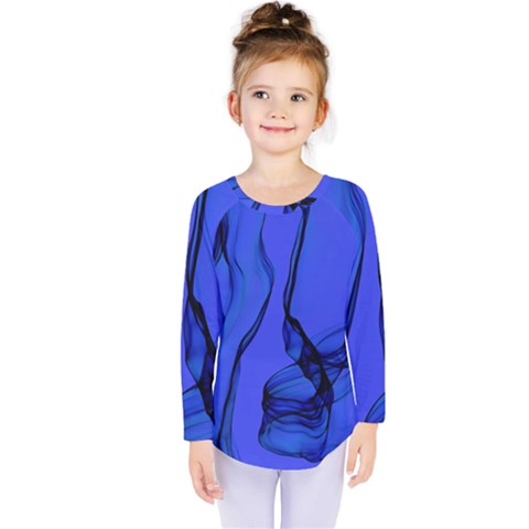 Blue Velvet Ribbon Background Kids  Long Sleeve Tee by Nexatart